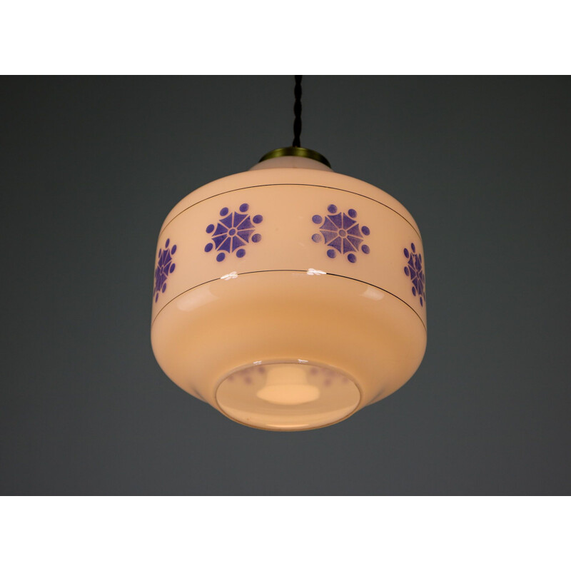 Vintage opaline glass pendant lamp