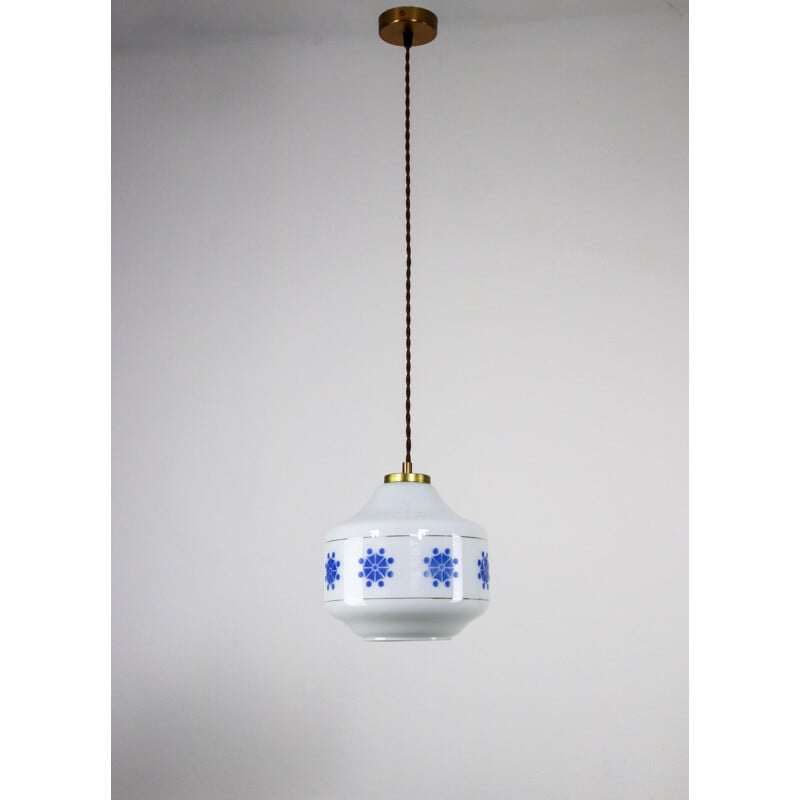 Vintage opaline glass pendant lamp