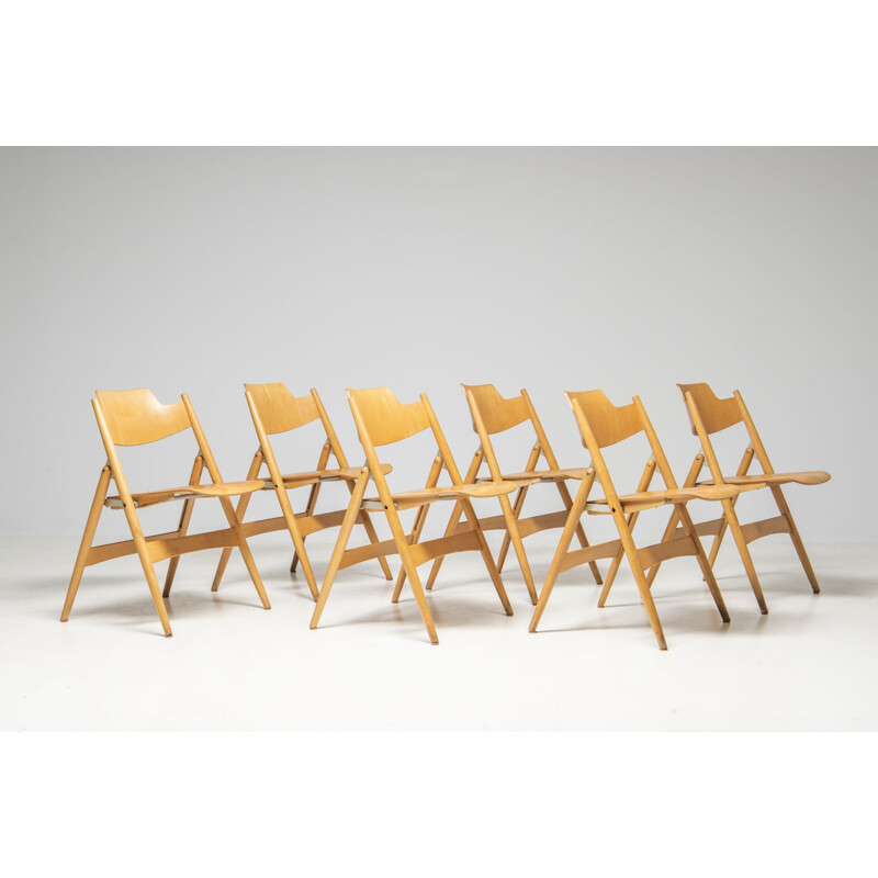 Set of 6 vintage Se18 folding chairs by Egon Eiermann for Wilde&Spieth, 1960