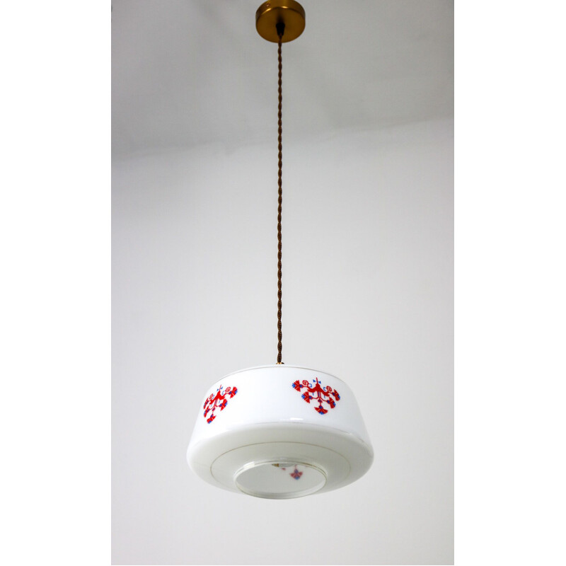 Vintage opaline glass pendant lamp