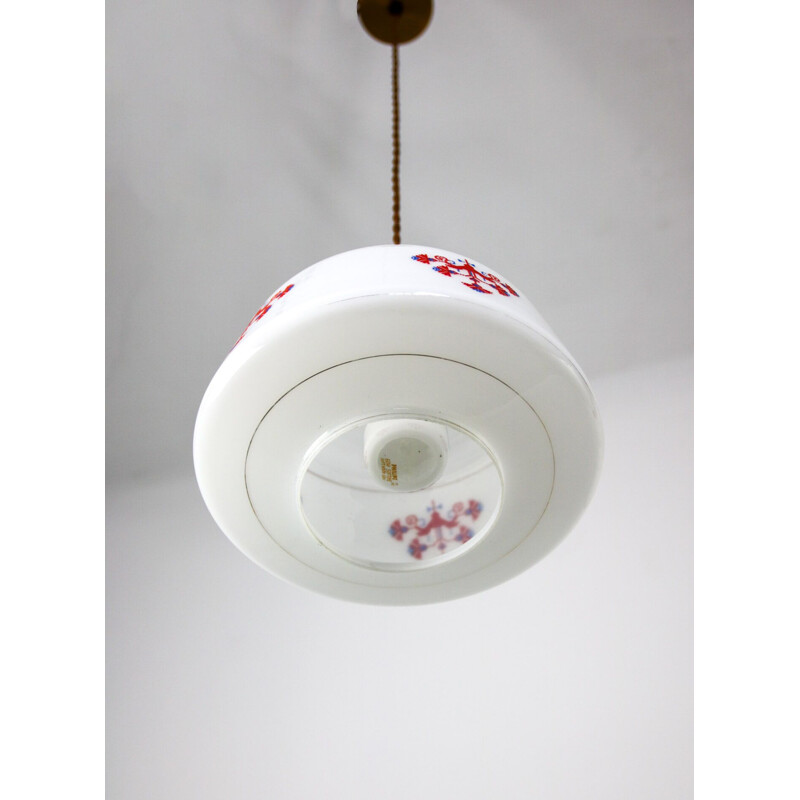 Vintage opaline glass pendant lamp