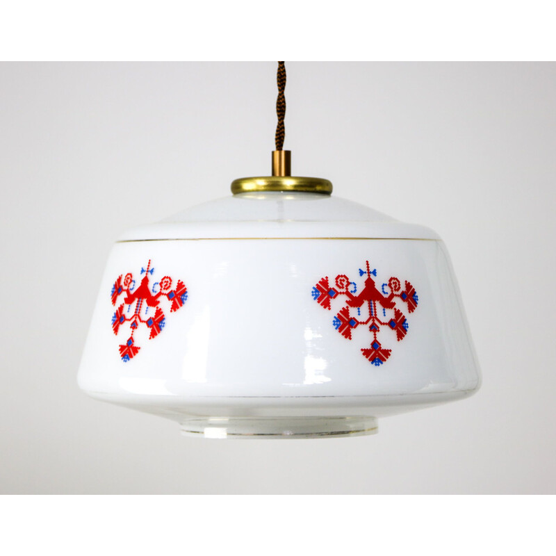 Vintage opaline glass pendant lamp