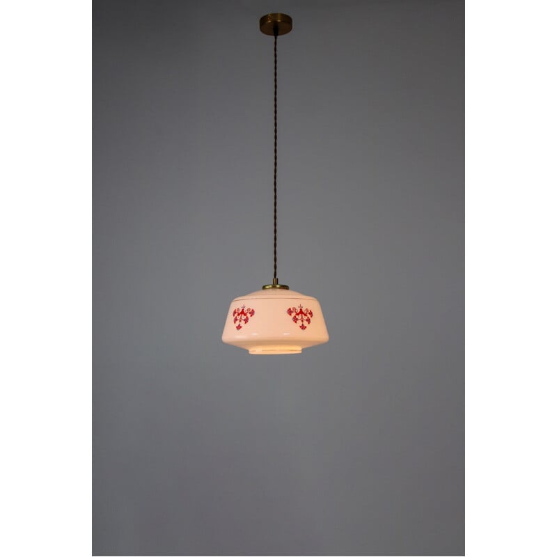 Vintage opaline glass pendant lamp