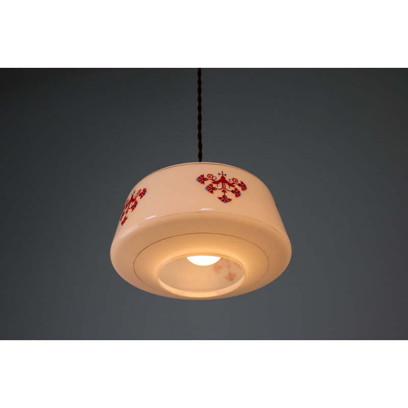 Vintage opaline glass pendant lamp