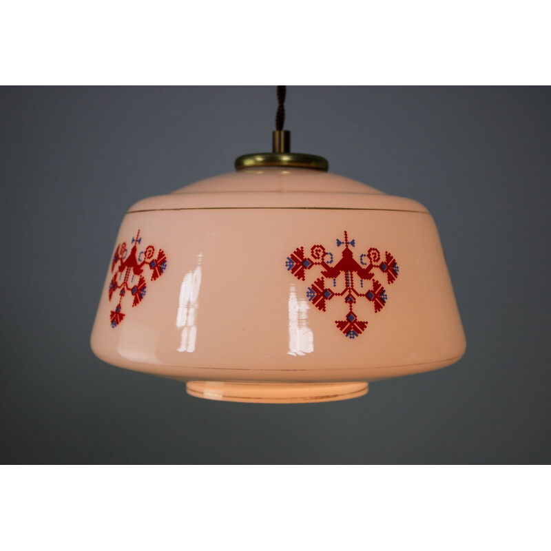 Vintage opaline glass pendant lamp