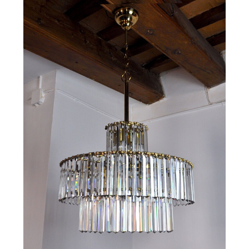 Vintage 3-level chandelier by Kinkeldey, Germany 1970