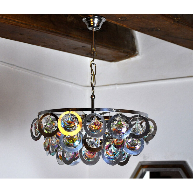 Vintage Sciolari chandelier in Murano glass, Italy 1970