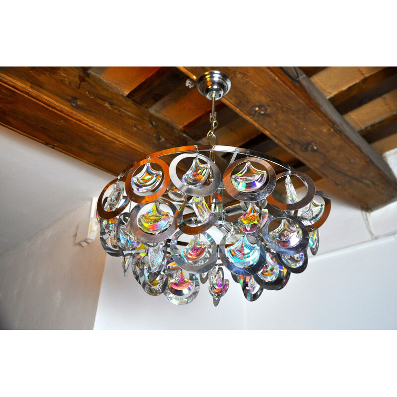 Vintage Sciolari chandelier in Murano glass, Italy 1970