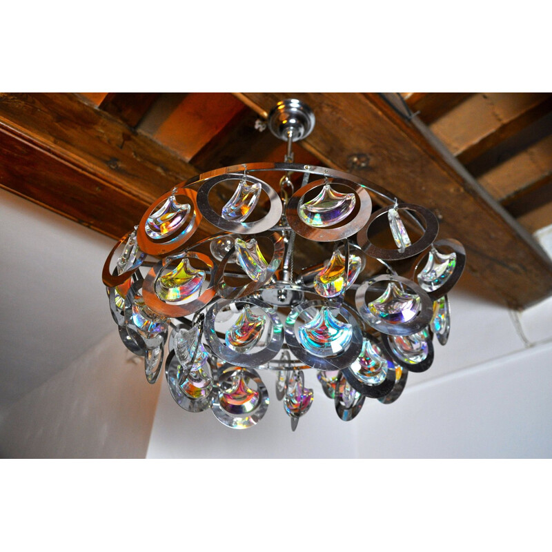 Vintage Sciolari chandelier in Murano glass, Italy 1970