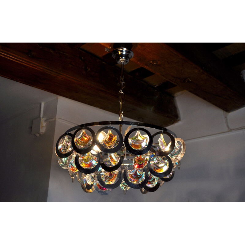 Vintage Sciolari chandelier in Murano glass, Italy 1970