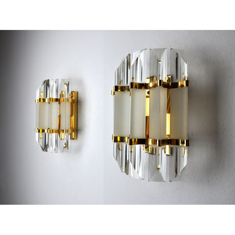Pair of vintage Venini glass wall lamps, Italy 1970