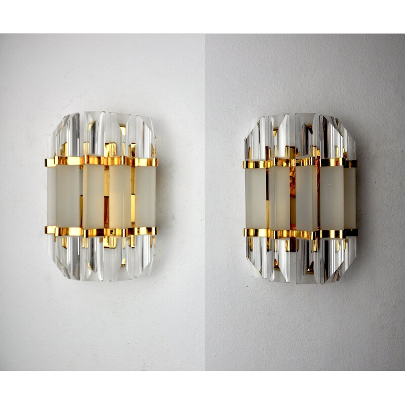 Pair of vintage Venini glass wall lamps, Italy 1970