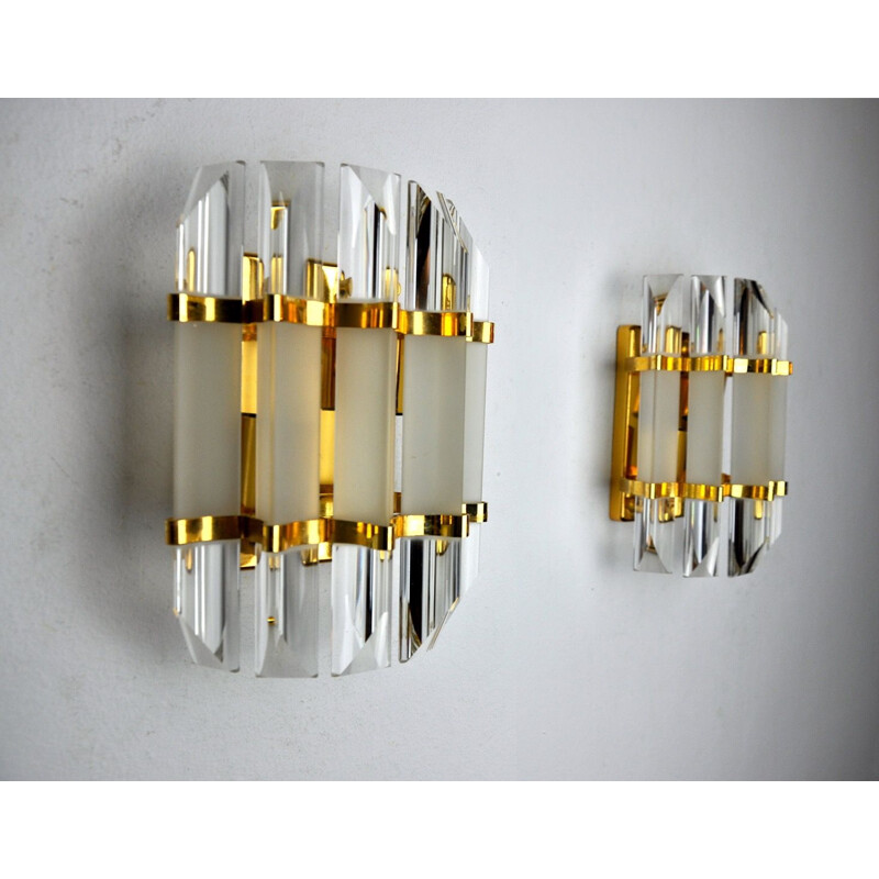 Pair of vintage Venini glass wall lamps, Italy 1970