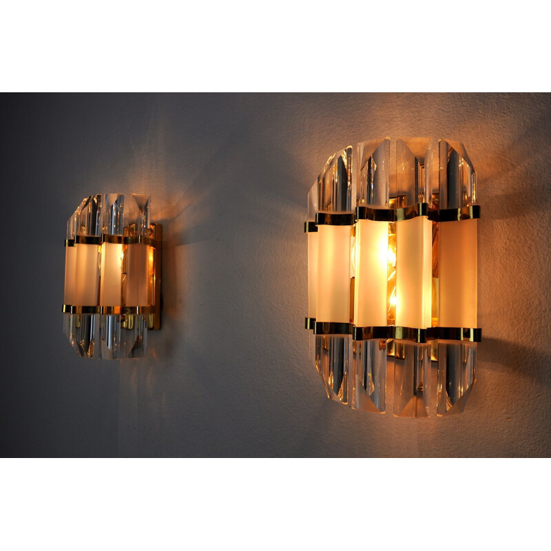 Pair of vintage Venini glass wall lamps, Italy 1970