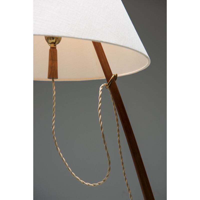 Vintage teak and brass "Dornstab" floor lamp by J.T. Kalmar, 1947