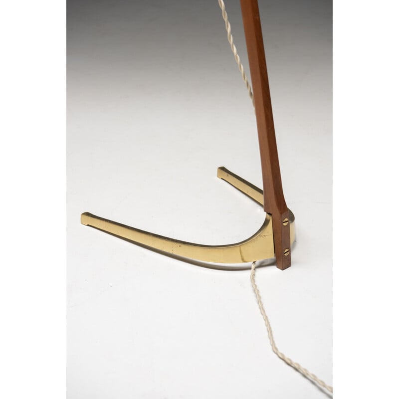 Vintage teak and brass "Dornstab" floor lamp by J.T. Kalmar, 1947