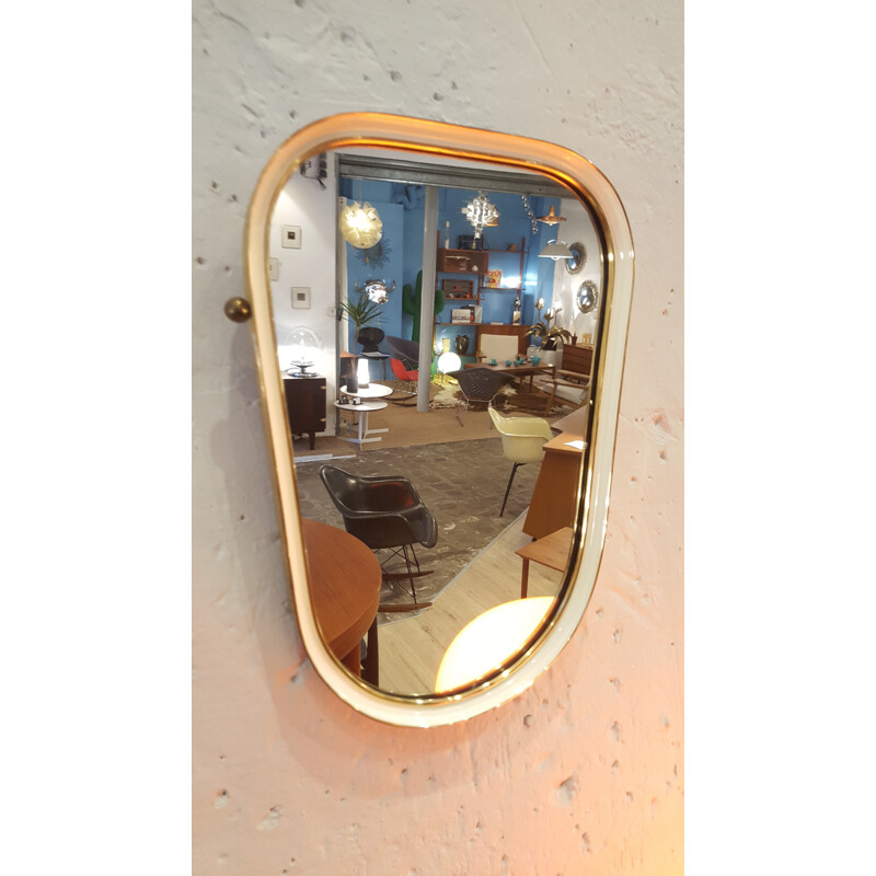 Free form italian mirror in metal and brass - 1960s