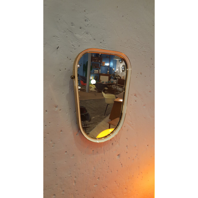 Free form italian mirror in metal and brass - 1960s