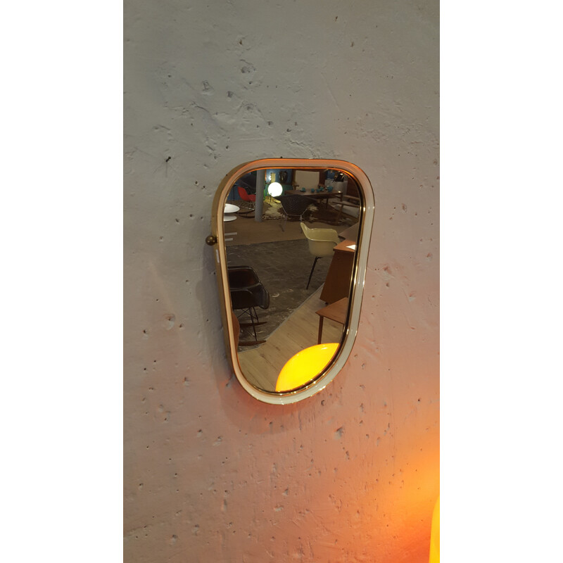 Free form italian mirror in metal and brass - 1960s