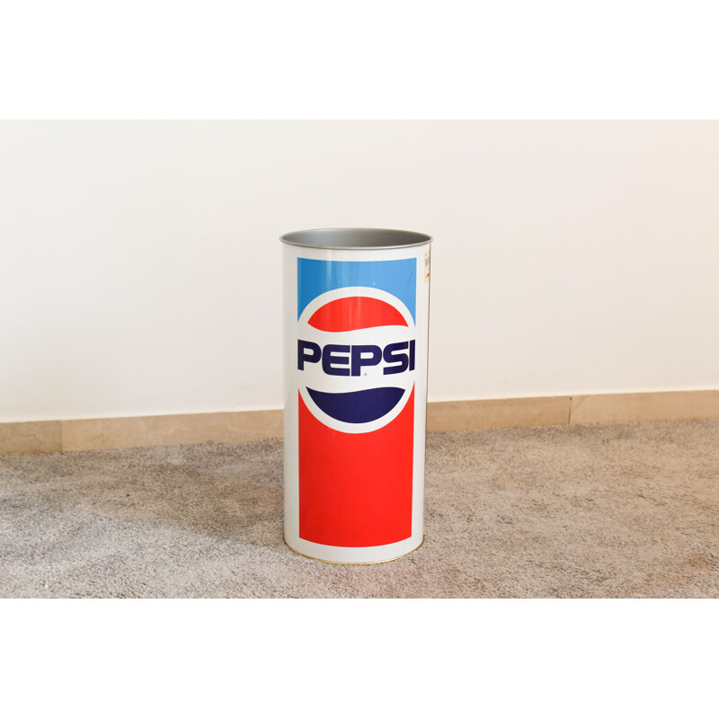 Vintage Pepsi lacquered metal umbrella stand, Italy 1990s