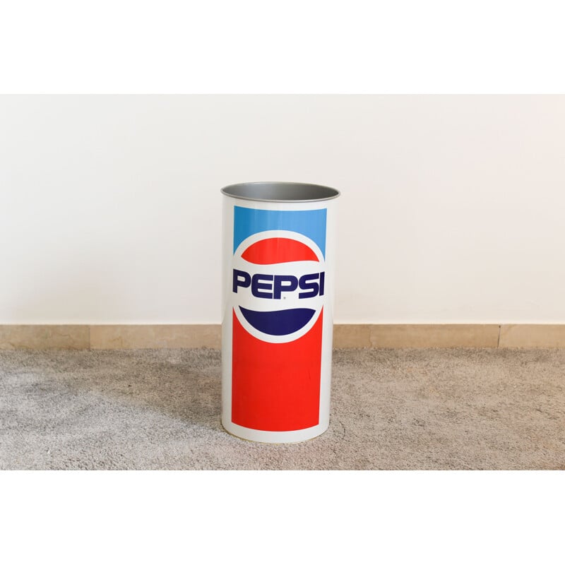 Vintage Pepsi lacquered metal umbrella stand, Italy 1990s