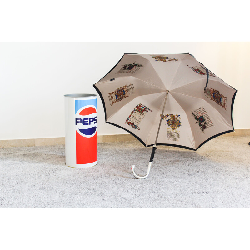Porte-parapluies vintage Pepsi en métal laqué, Italie 1990