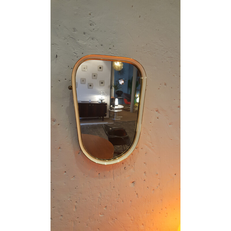 Free form italian mirror in metal and brass - 1960s