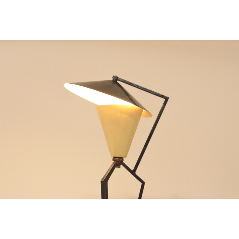 Lampe de table en métal noir et crème - 1930