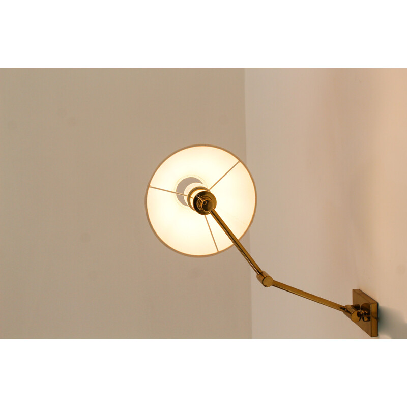 Brass vintage wall lamp with articulated arm, Italy 1970s
