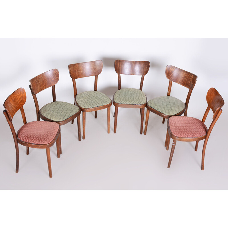 Set of 6 vintage dining chairs by Ton, 1940s