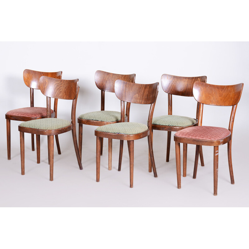 Set van 6 vintage stoelen van Ton, 1940