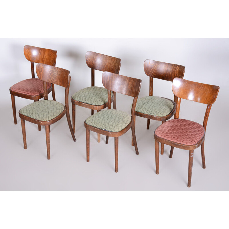 Set van 6 vintage stoelen van Ton, 1940