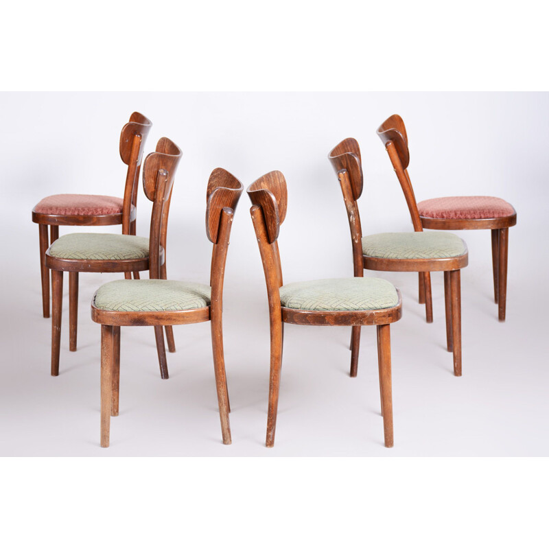 Set of 6 vintage dining chairs by Ton, 1940s