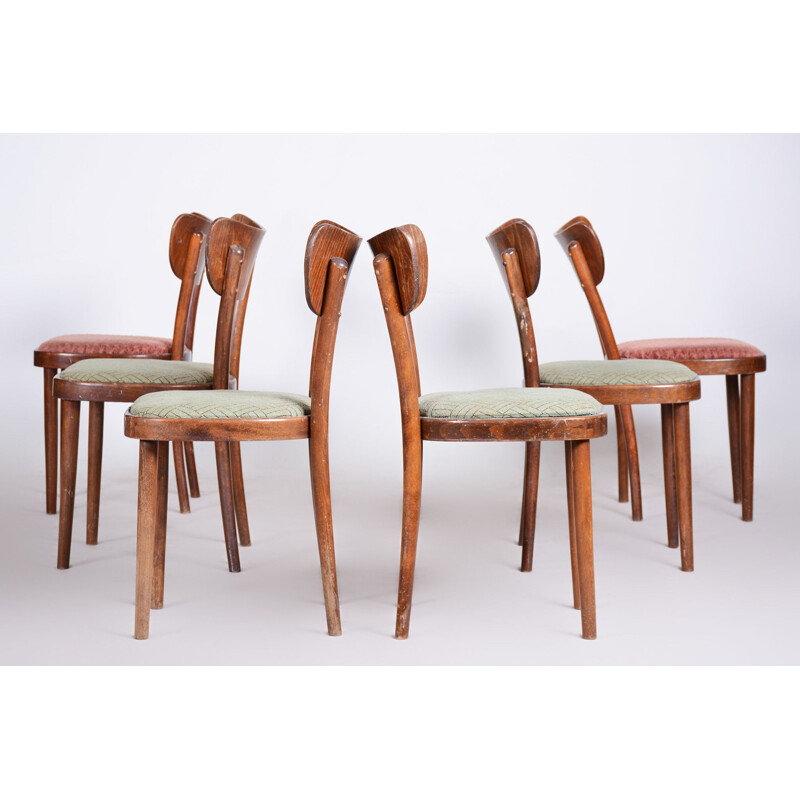 Set of 6 vintage dining chairs by Ton, 1940s
