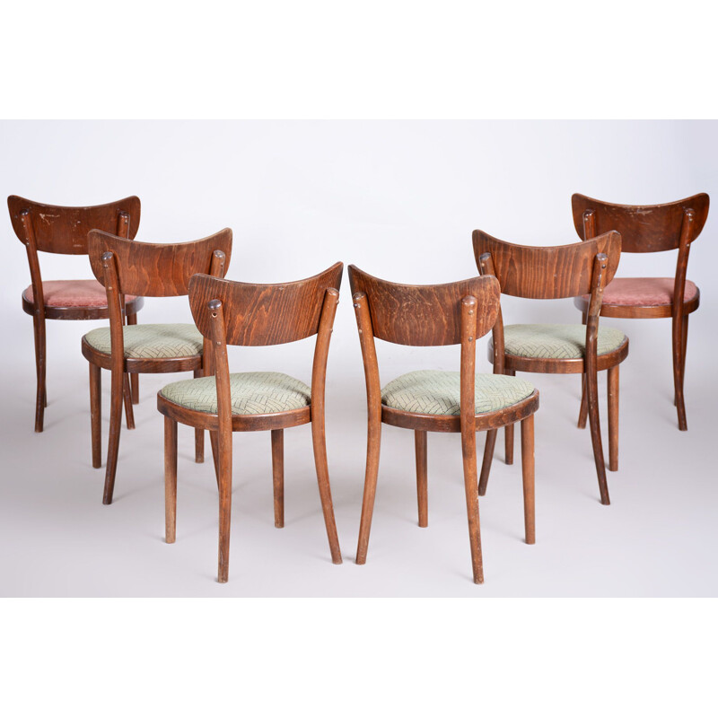 Set of 6 vintage dining chairs by Ton, 1940s