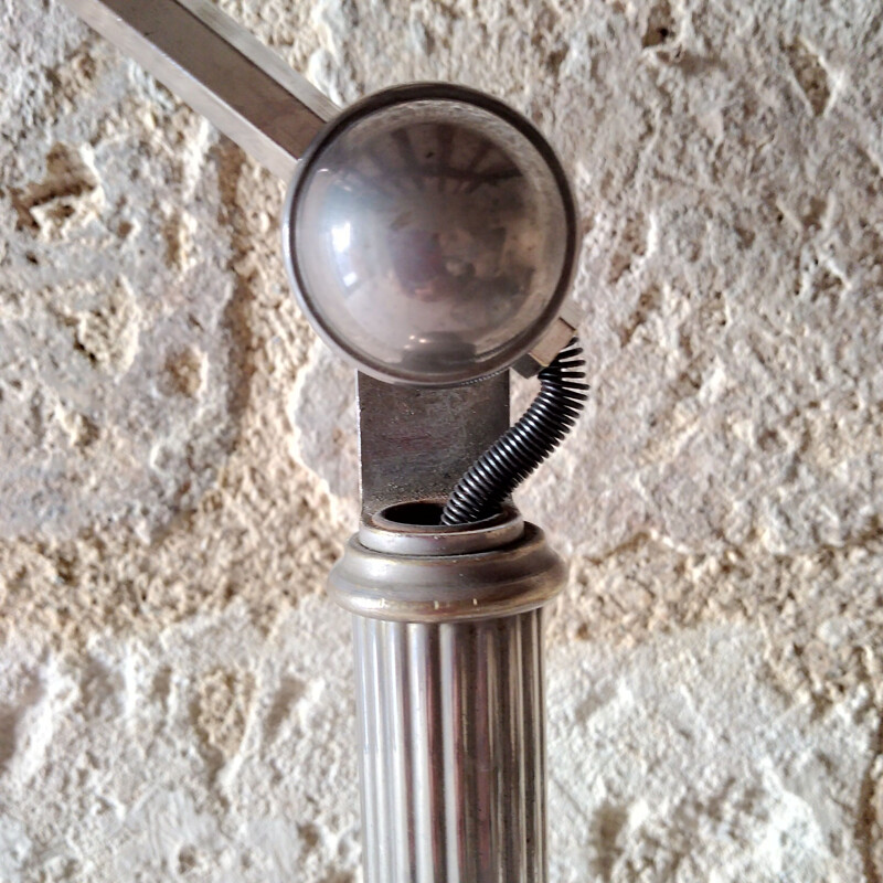 Lampe de bureau Art déco vintage en métal nickelé
