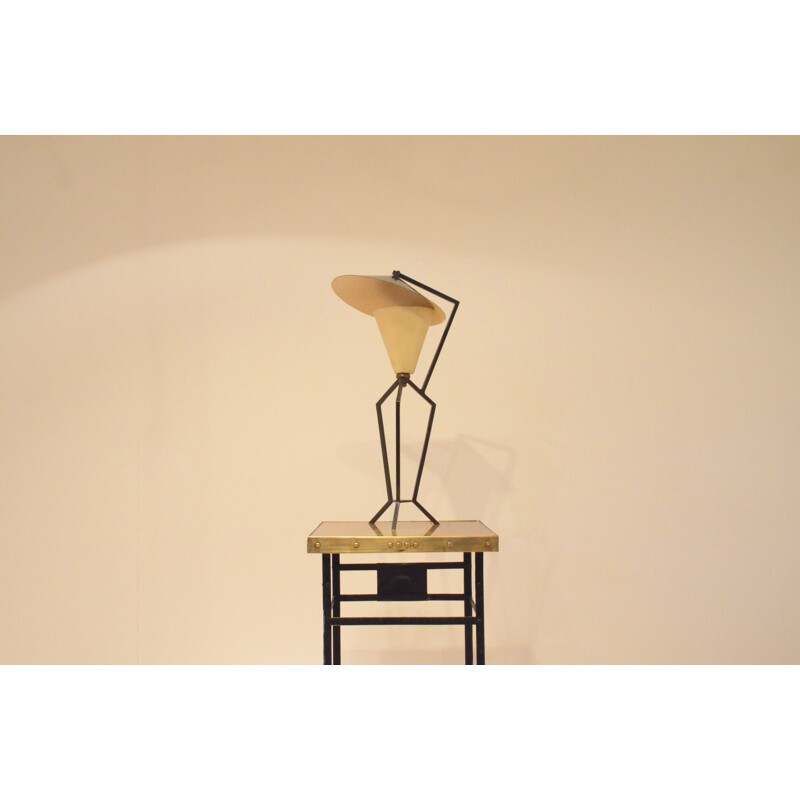 Lampe de table en métal noir et crème - 1930
