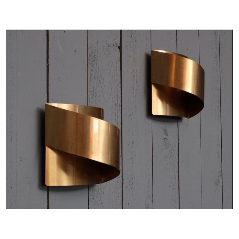 Pair of vintage brass wall lamps by Peter Celsing for Falkenbergs Belysning, Sweden 1960