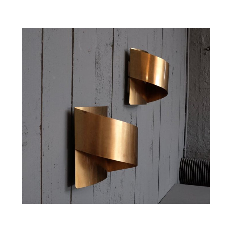 Pair of vintage brass wall lamps by Peter Celsing for Falkenbergs Belysning, Sweden 1960