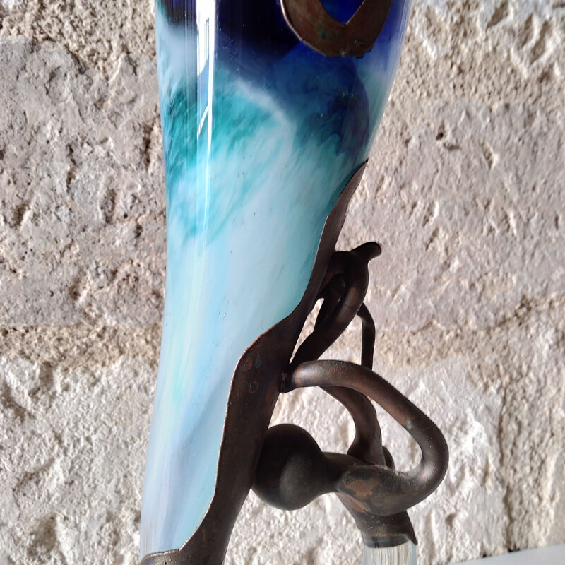 Vintage blown glass vase by Filip Ravert, 1980