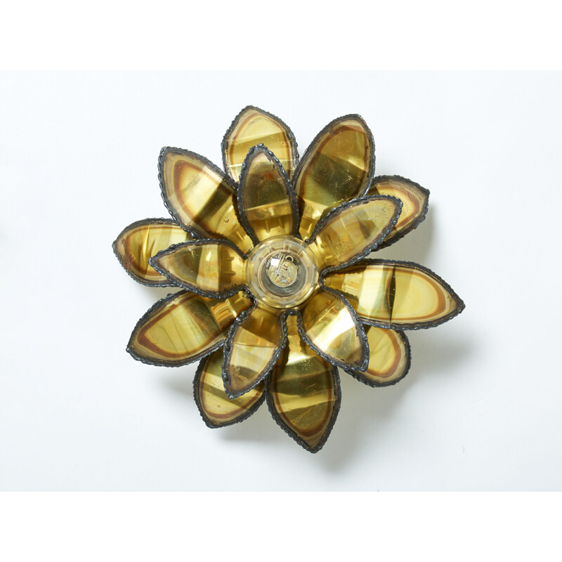 Pair of vintage brass flower sconces by Christian Techoueyres for Maison Jansen, 1970