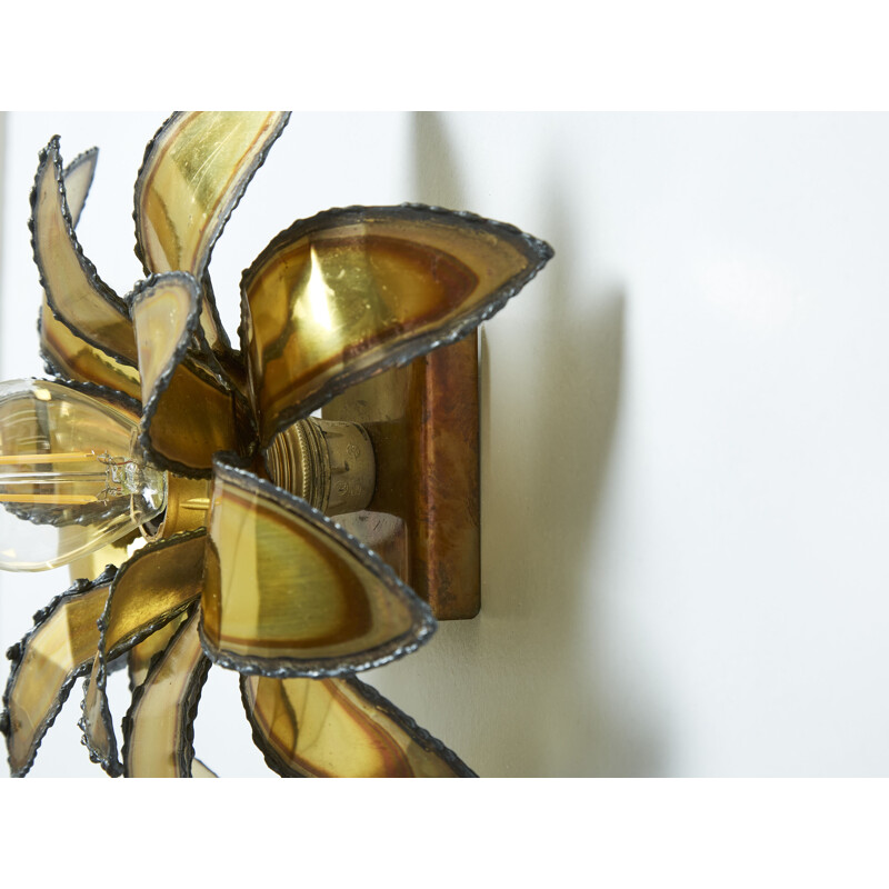 Pair of vintage brass flower sconces by Christian Techoueyres for Maison Jansen, 1970