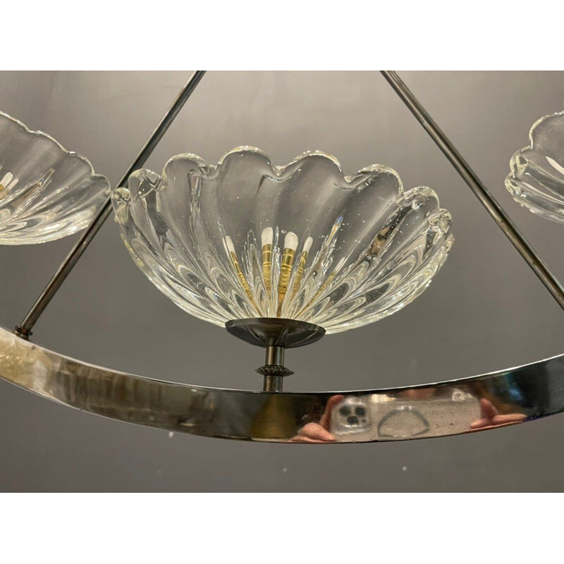 Lustre vintage Art Déco en verre de Murano, Italie