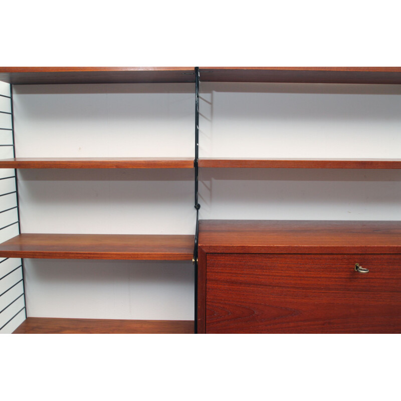 Vintage wall unit in teak by Nisse Strinning for String, Sweden 1960s