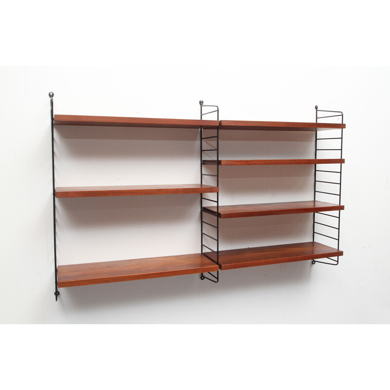 Vintage wall unit in teak by Nisse Strinning for String, Sweden 1960s