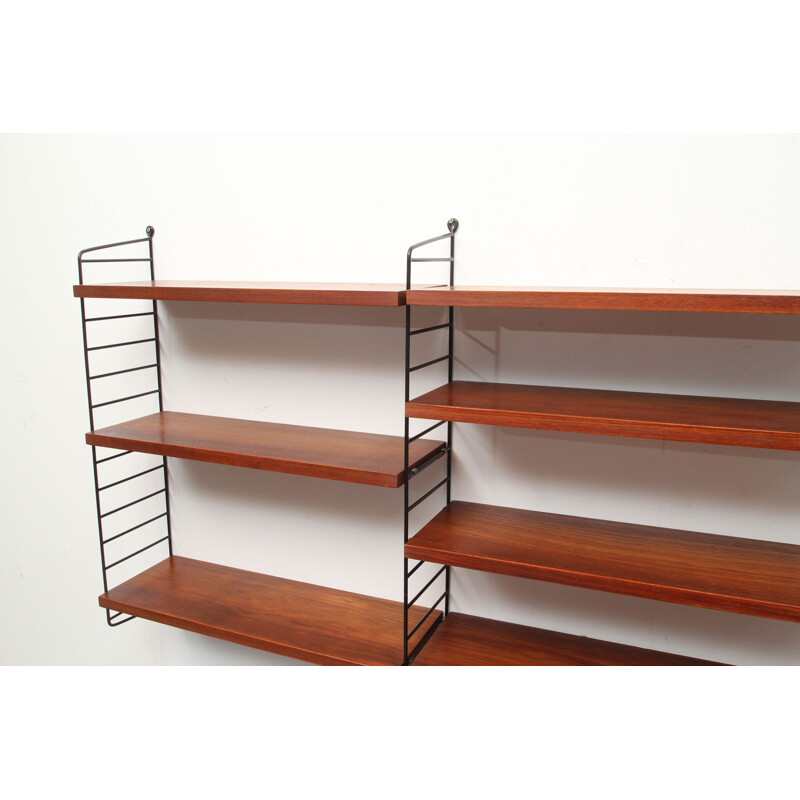 Vintage wall unit in teak by Nisse Strinning for String, Sweden 1960s