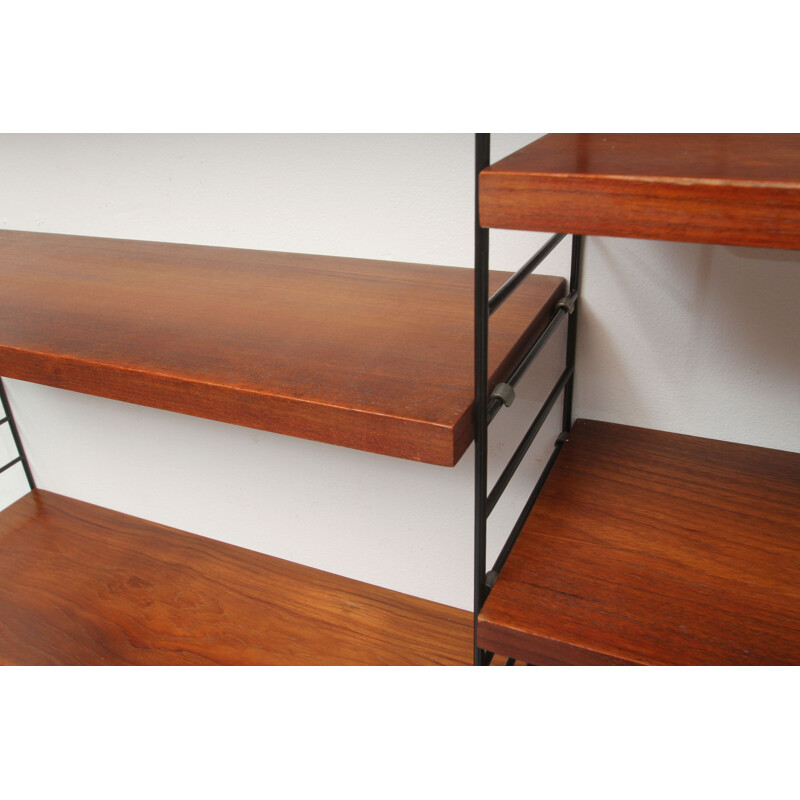 Vintage wall unit in teak by Nisse Strinning for String, Sweden 1960s