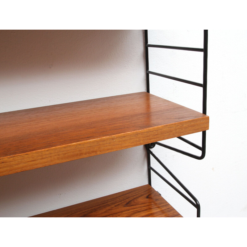 Vintage wall unit in teak with 9 shelves by Nisse Strinning for String, Sweden 1960s