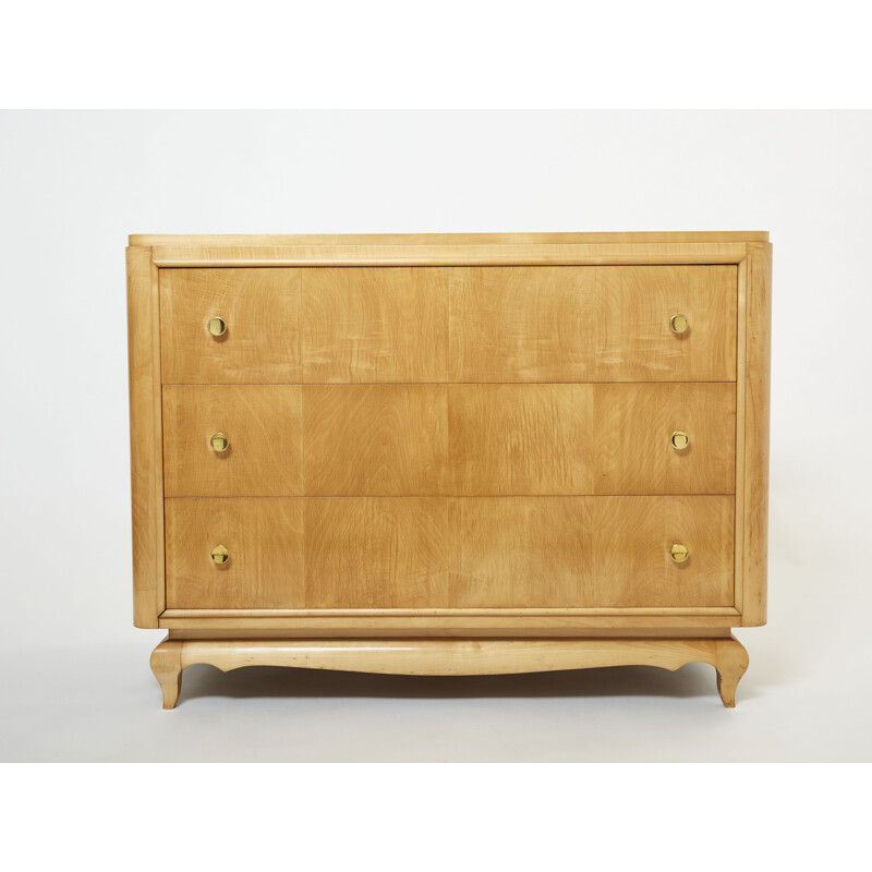 Vintage sycamore chest of drawers by René Prou, 1950