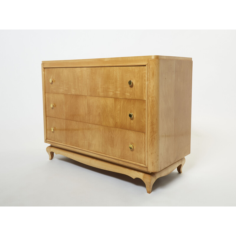 Vintage sycamore chest of drawers by René Prou, 1950